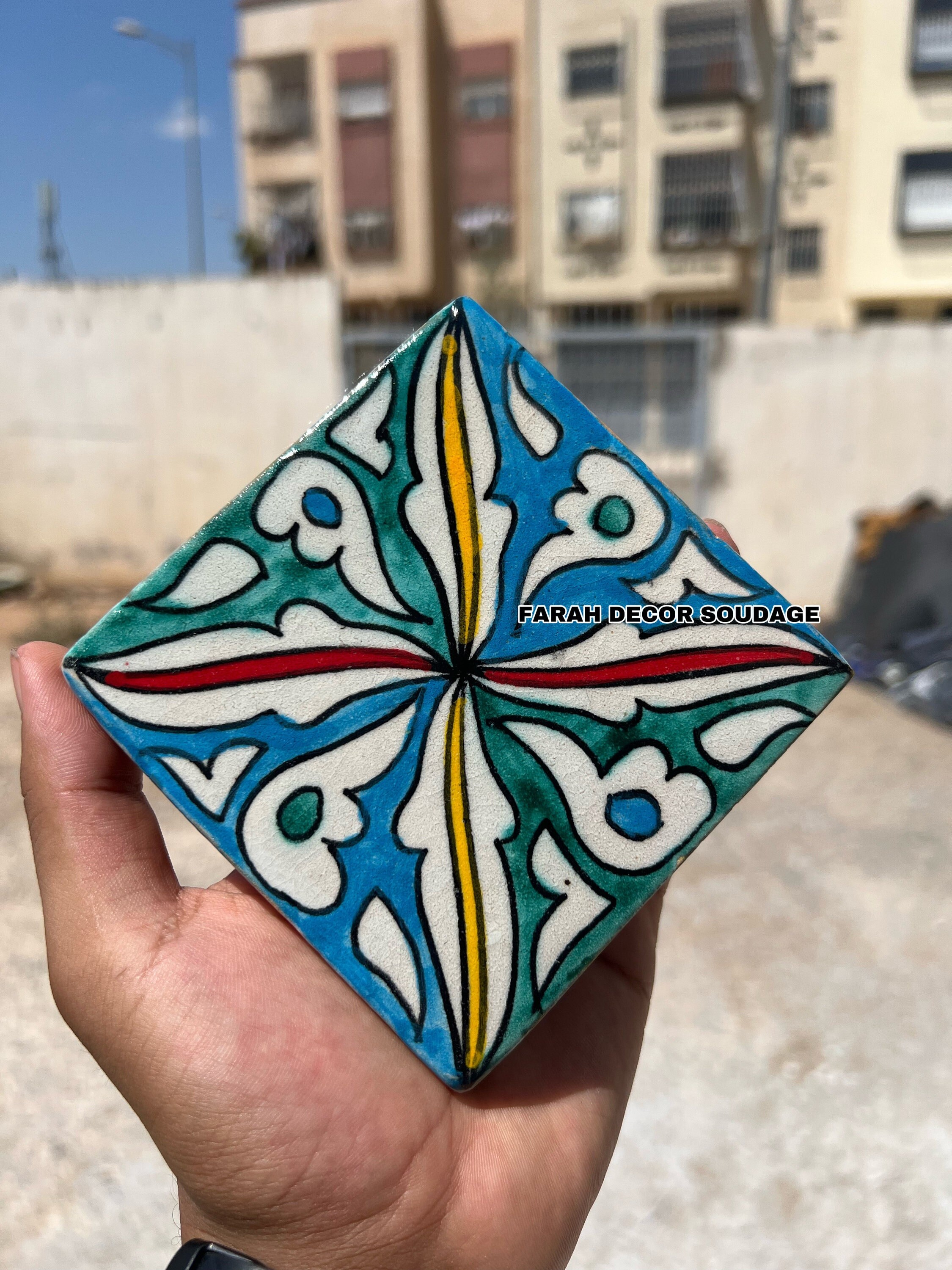 Society6 ケース Cornflower Blue Moroccan Hand Painted Blue City Morocco - Moroccan Wall Art, Painting, Home Decor