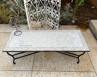 CUSTOMIZABLE Mosaic Table,  Rectangular handcrafted table with mosaic tiles, Outdoor and indoor table, Crafts Mosaic Table .