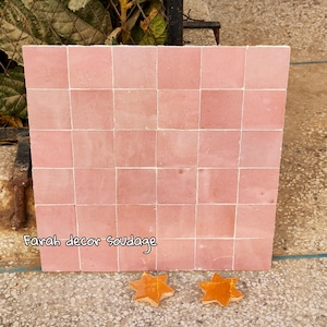 Handmade Moroccan Zellige - Natural Pink Zellige - Fez Handmade Clay Terracotta Tile Moroccan Zellige - Zellige Floor Tiles - Zellige Tiles