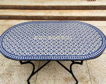 Dining Large Mosaic Table oval - Moroccan Oval Mosaic Table For Outdoor Indoor living - Dining Oval Mosaic Table .