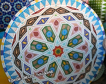48'' Moroccan Pink Mosaic Table, Round Mosaic Table for outdoor indoor, Mosaic Garden Tabletop, Mosaic Patio Table, Mosaic Coffee Table.