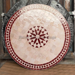 Handmade Moroccan Tile Table - Mosaic Table Art - Mid Century Mosaic Table - Handmade Tile Table For Outdoor Indoor