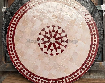 Handmade Moroccan Tile Table - Mosaic Table Art - Mid Century Mosaic Table - Handmade Tile Table For Outdoor Indoor