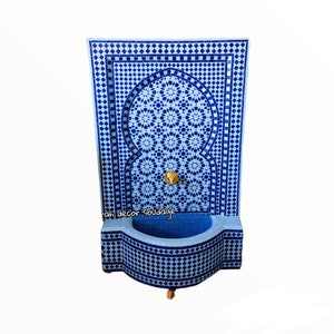 Garden fountain mosaic , Moroccan Mosaic Tile Fountain , Moroccan Mosaic Fountain , Wall mosaic fountain , Garden and Indoor Decor .