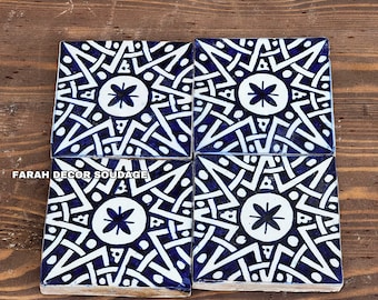 4"×4" Moroccan tiles - Hand Painted Moroccan Tiles - Kitchen Tiles - Bathroom Tiles - Ceramic Accent Tiles.