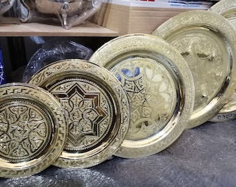 Moroccan Tea Serving Tray Serving - Vintage Moroccan Brass Tea Tray - Moroccan Brass Table - Brass Tea table - Moroccan Tea Glass.