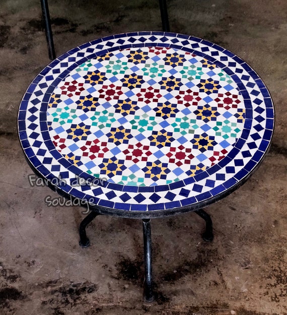Wrought iron table with tile top deals