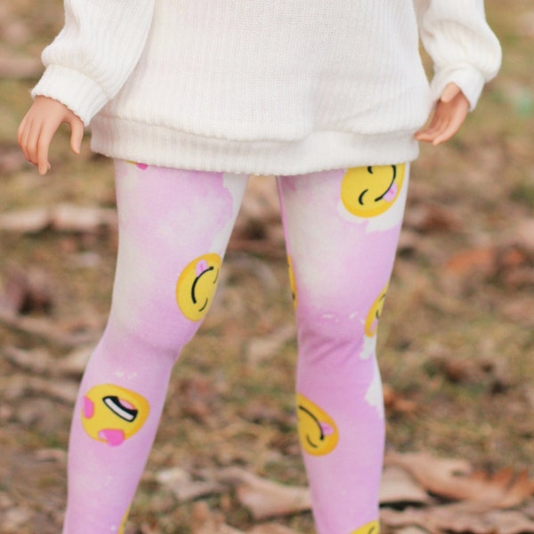 Vêtements adaptés aux poupées intelligentes - Fille poire - Leggings roses effet tie-dye Emoji - Convient aux poupées BJD à l'échelle 1/3