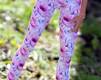 Clothing to fit Smart Dolls CLASSIC Girl - Purple Watercolor Floral Leggings - Fits BJD 1/3 Scale Dolls