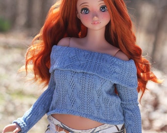 Clothing to fit Smart Dolls Pear Girl - The Cosette Sweater in Dusty Blue - Fits BJD 1/3 Scale Dolls