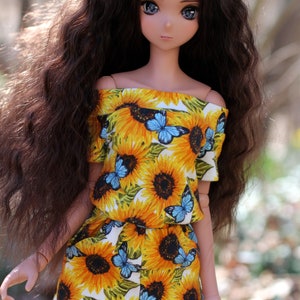 LAST One Clothing to fit Smart Dolls CLASSIC Girl Gloria Romper in Sunflowers Fits BJD 1/3 Scale Dolls image 2