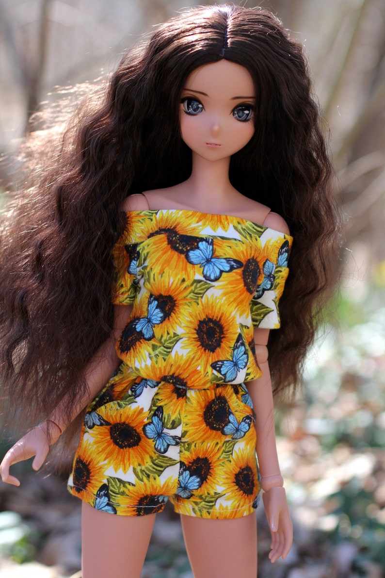 LAST One Clothing to fit Smart Dolls CLASSIC Girl Gloria Romper in Sunflowers Fits BJD 1/3 Scale Dolls image 2