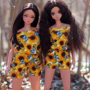 LAST One Clothing to fit Smart Dolls CLASSIC Girl Gloria Romper in Sunflowers Fits BJD 1/3 Scale Dolls image 4