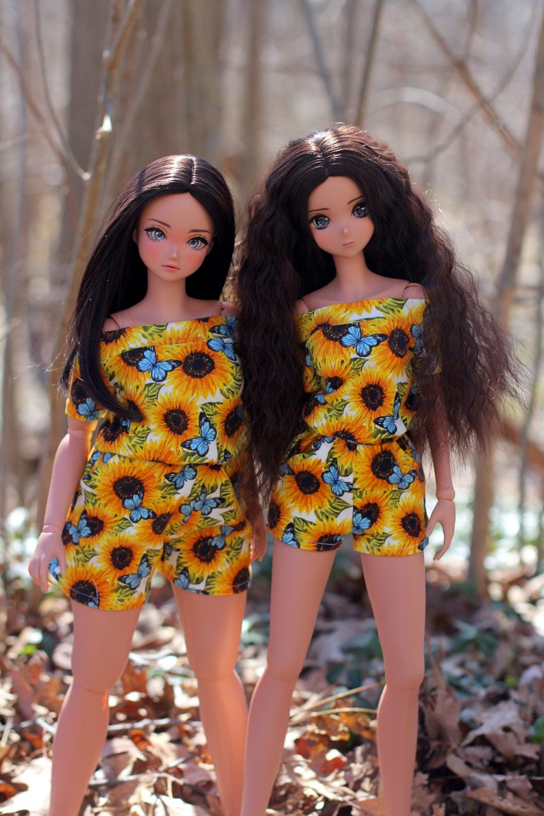 LAST One Clothing to fit Smart Dolls CLASSIC Girl Gloria Romper in Sunflowers Fits BJD 1/3 Scale Dolls image 4