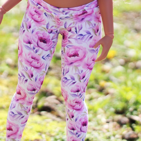 LAST ONE Clothing to fit Smart Dolls Pear Girl - Purple Watercolor Floral Leggings - Fits BJD 1/3 Scale Dolls