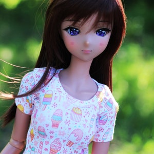 Ropa para Smart Doll CLASSIC Girl - Camiseta corta con estampado de helado - Se adapta a muñecas BJD escala 1/3