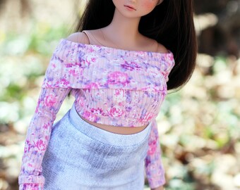 Clothing to fit Smart Dolls Pear Girl - The Cosette Top in Pink Floral - Fits BJD 1/3 Scale Dolls