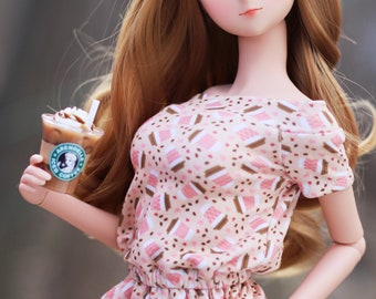 LIMITED EDITION of 3 - Clothing to fit Smart Dolls - Gloria Romper in Latte Love - Fits BJD 1/3 Scale Dolls