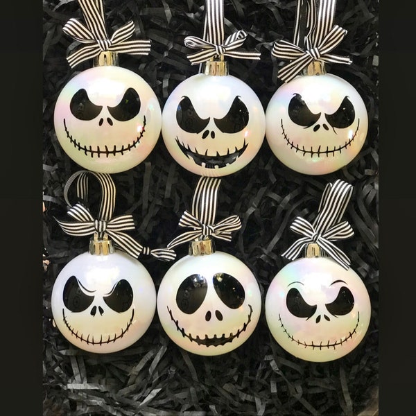 Jack Skellington Christmas Tree Decorations | Set of 6 Christmas Baubles | Shatterproof | Inspired by The Nightmare Before Christmas