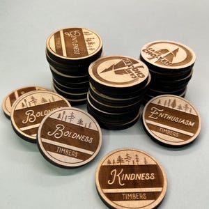 Custom Engraved Wooden Tokens (50-5,000 - Double-Sided) | Personalized Wood Nickels w Your Logo | Eco Friendly Drink Chips & Bar Coins