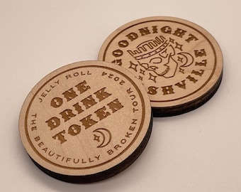 1000 Custom Engraved Maple Wood Tokens: Free Drink Chips, Beer Coins