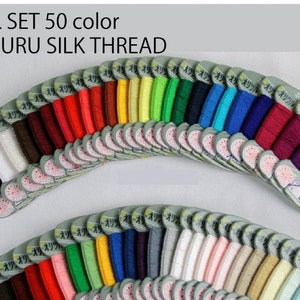 100% silk thread,The instructor of Kaga Thimble is the choice,Kaga Yubinuki Orizuru Seal Silk Hand Sewing Thread Set, 50color, Full, Hulf zdjęcie 1