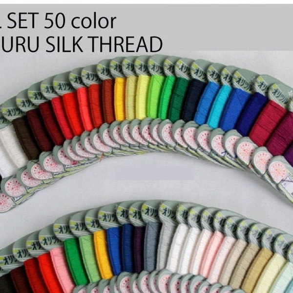 100% silk thread,The instructor of Kaga Thimble is the choice,Kaga Yubinuki  Orizuru Seal Silk Hand Sewing Thread Set, 50color, Full, Hulf