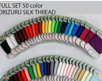 100% silk thread,The instructor of Kaga Thimble is the choice,Kaga Yubinuki  Orizuru Seal Silk Hand Sewing Thread Set, 50color, Full, Hulf