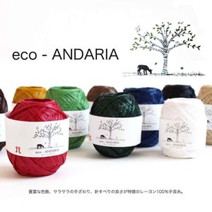 2025 Spring Summe, eco - Andarya, 48 colors, Single color and Bright color, MIX color, Hamanaka hat, basket bag, Wood pulp, japan