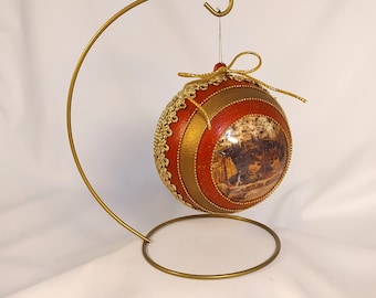 Boule de Noël luxueuse sur base métallique /Ornement de Noël/Décor de Noël/Cadeau de Noël unique