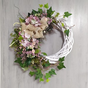 Large Spring wreath/burlap bow wreath/spring wreath/front door wreath/wreath for all occasions/ready to ship