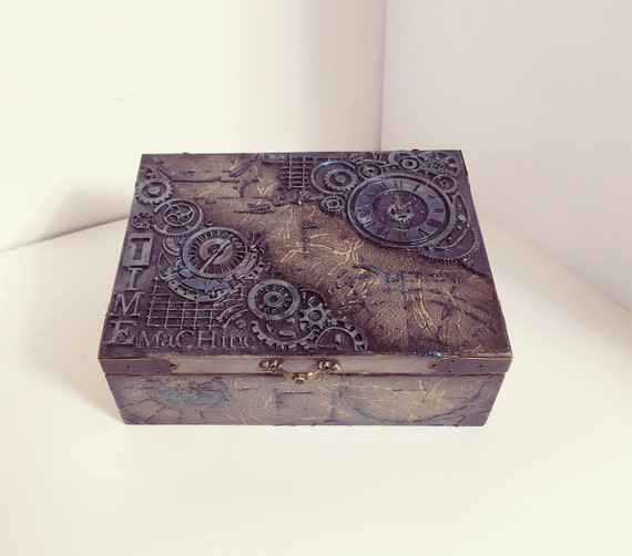 Steampunk Watch Box, Anniversary Gift for Husband, 6 Compartments