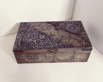 Steampunk men&#39;s watch box/personalized men&#39;s gift/storage box/anniversary gift/8compartments