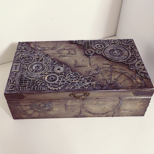 Steampunk men's watch box/personalized men's gift/storage box/anniversary gift/8compartments