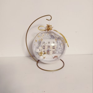 Transparent  Christmas ball with metallic base/Christmas decor/Christmas ornament/Transparent ornament/unique Xmas decoration