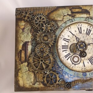 Coffret montre steampunk/cadeau homme/mixed media art/cadeau anniversaire/8 compartiments image 6