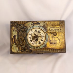 Coffret montre steampunk/cadeau homme/mixed media art/cadeau anniversaire/8 compartiments image 2