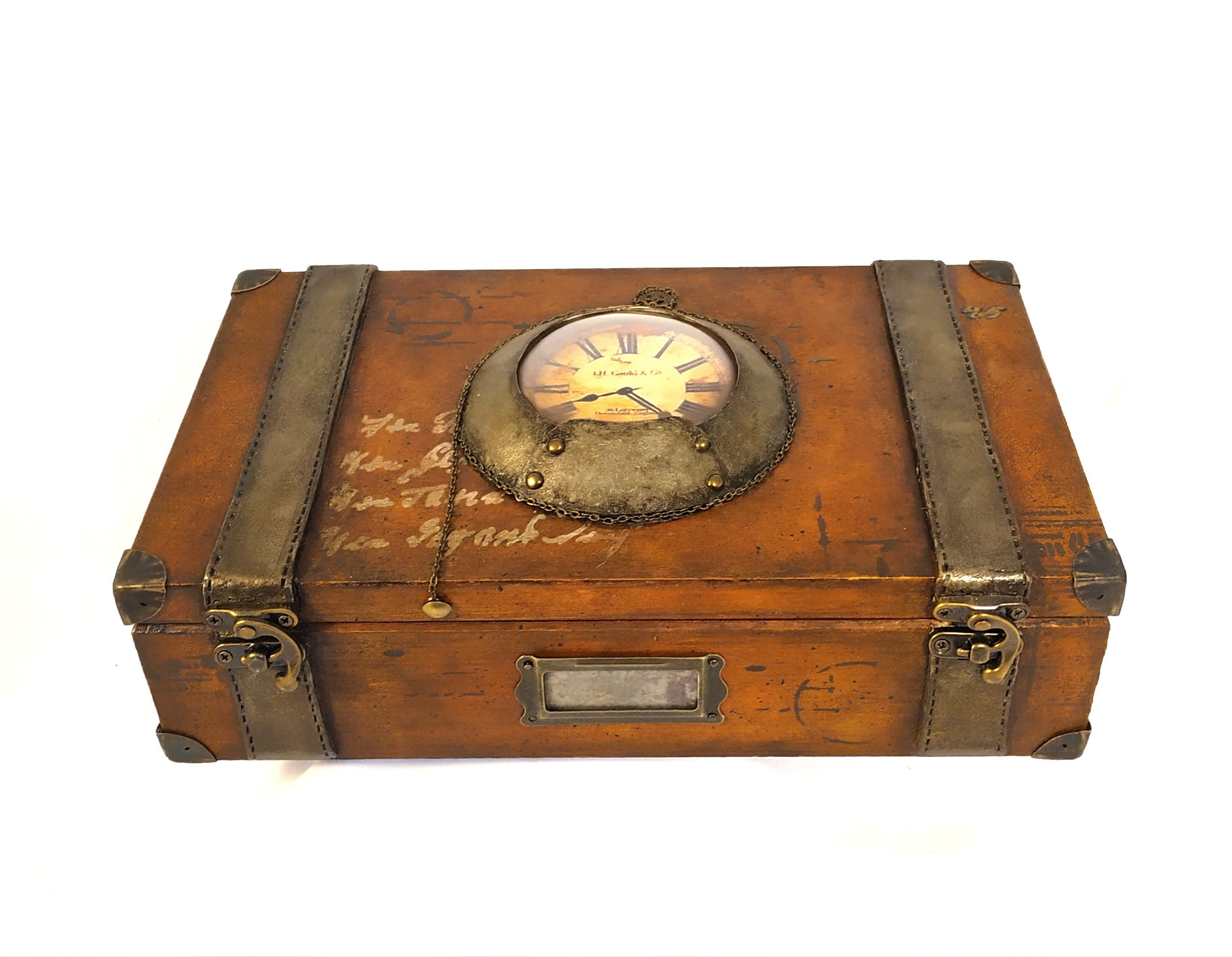 Watch box for men/old suitcase/this is my time/unique men's gift/vintage watch storage/ready to ship