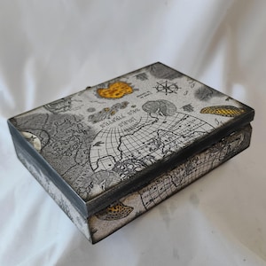 Scatola porta-carte con tema mappa/contenitore per carte/porta-gioielli/regalo unico