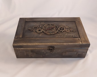 Watch box for men/steampunk watch box/Carpe Diem/personalized men&#39;s gift/storage box/anniversary gift/8compartments
