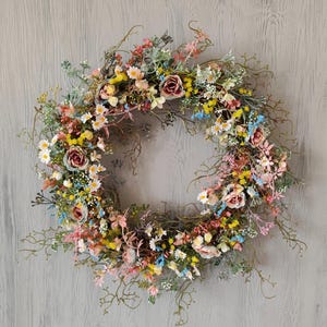 Summer wildflower wreath/farmhouse wreath/spring wreath/front door wreath