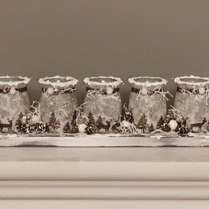 Flameless Christmas candle/handmade Xmas candle/Flameless table centerpiece/Christmas decor