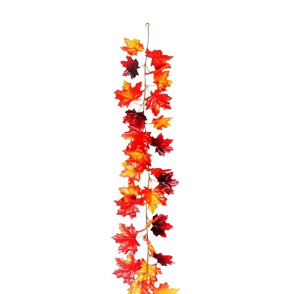 Autumn Artificial Maple Leaf Garland Red Brown 1.8m/6ft