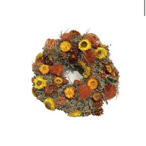 Rustic Autumn Wreath with Dried and Preserved Flowers 25cm/10 Inches