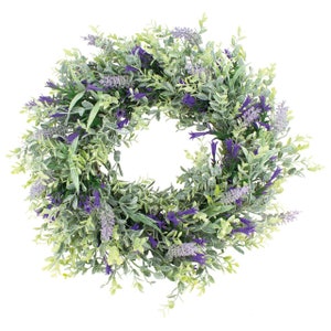 Summer Wreath Artificial Lavender and Bellflower 40cm/15.75 Inches