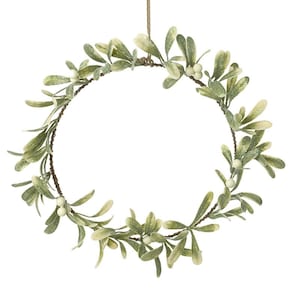 Artificial Frosted Mistletoe Wreath 25cm