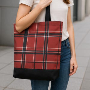 Joli sac cabas motif plaid, Pretty fabric totebag, fabric shopping bag, sac fourre-tout réutilisable