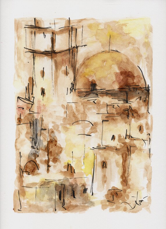 Jerum Kotel Western Wall Israel Jewish Painting Gift Pesach Judaica Art