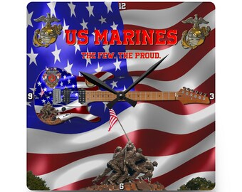 US Marines Guitar Acrylic Wall Clock