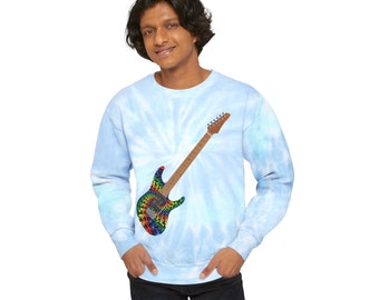 Sudadera con efecto tie-dye unisex con guitarra de oso bailando